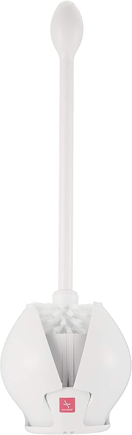 Primanova Lotus E61 Rustproof Acrylic Toilet Brush with Auto Close Canister Discreet Holder-White