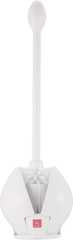 Primanova Lotus E61 Rustproof Acrylic Toilet Brush with Auto Close Canister Discreet Holder-White
