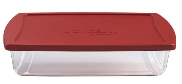 Pasabahce Borcam طبق فرن مستطيل بغطاء - 26×15 سم