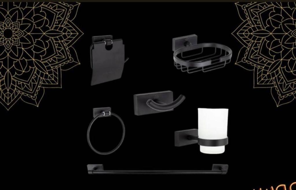 Black bathroom tools 6 pieces