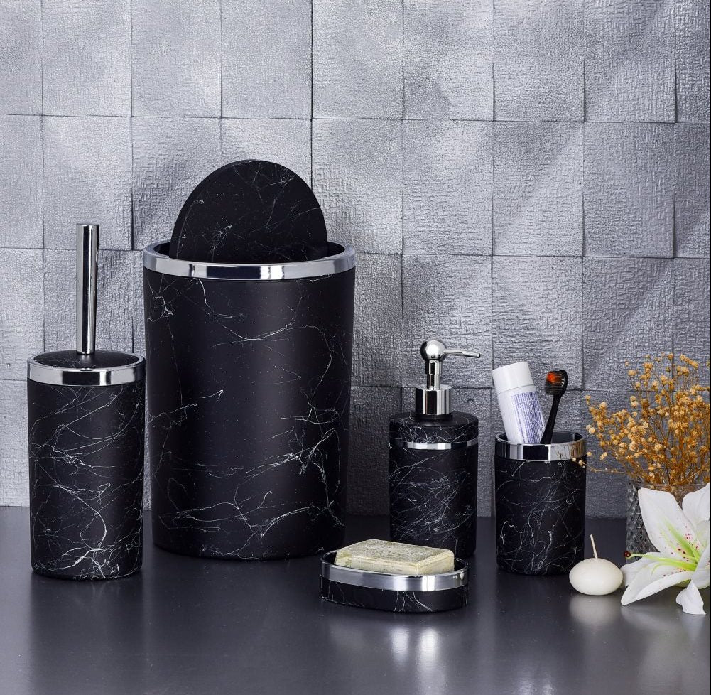 Bathroom set 5 pieces Marble Black