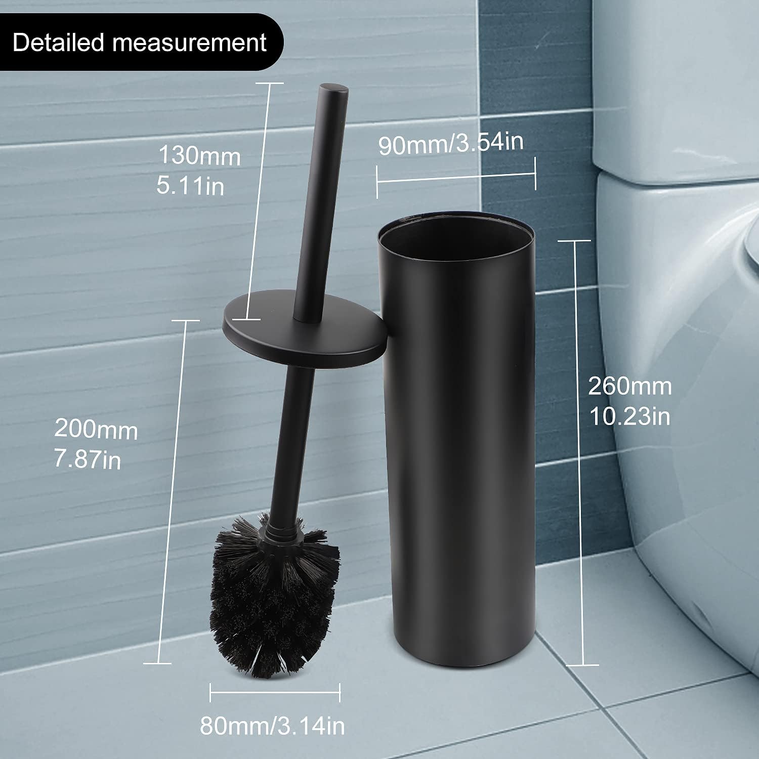 Toilet Brush Holder Black Stainless 304