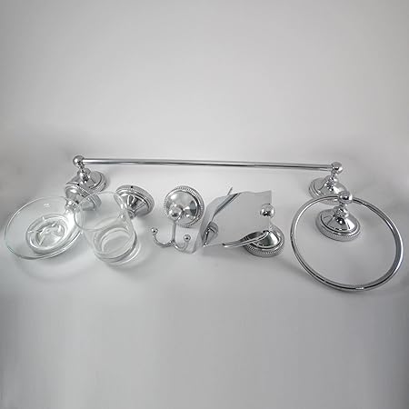 Bathroom Accessory Set Silver (6 Pieces)
