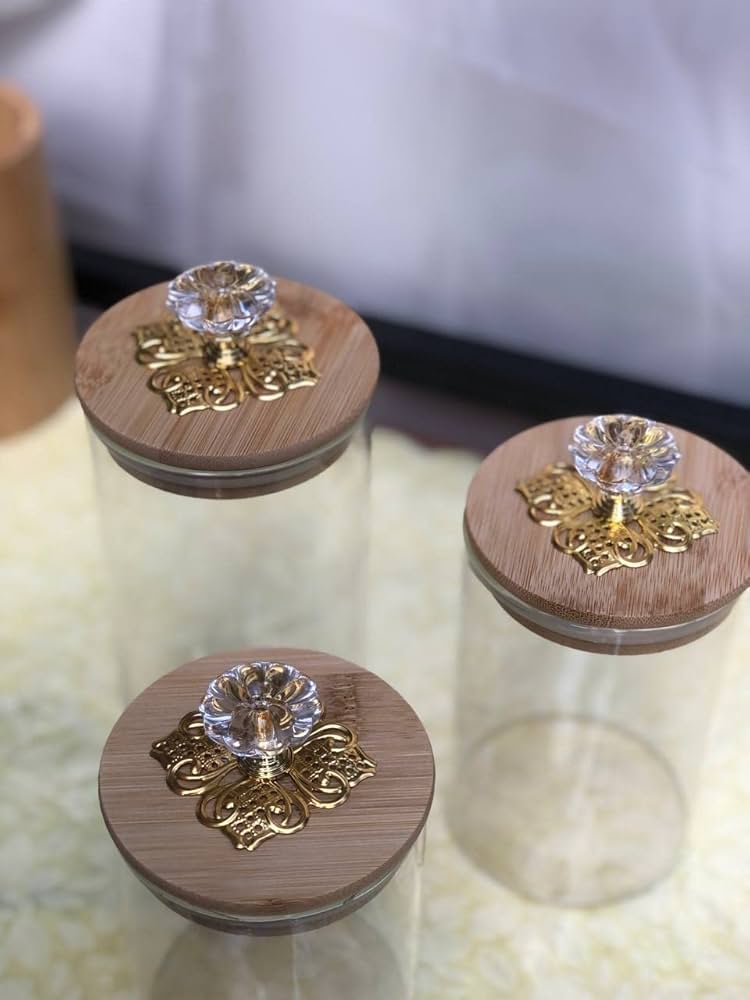 Crystal Rose Glass Spice Jar with Large Spoon