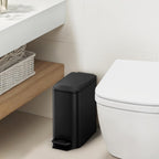 سلة مهملات بغطاء إغلاق ناعم، دواسة قدم، سعة 10 لتر (أسود)