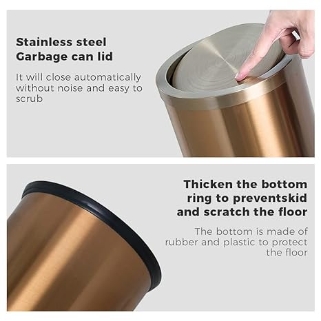 Trash Basket Stainless 304 Rose Gold  12L