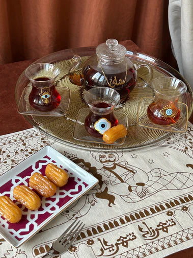 Mindada Layal Aurora Tea Glass & Saucer Set - 6 Pieces, 155ml