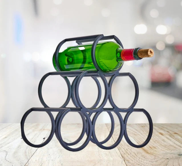 Mio Mazag Black Hammered Stainless Wine Bottle Holder - H32xL29cm