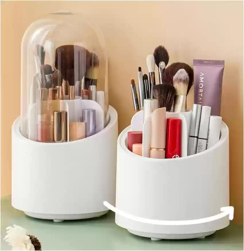 360° rotating makeup brush organizer