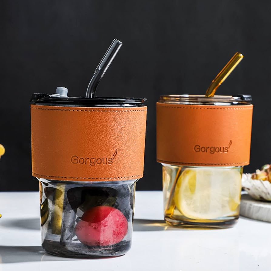 Pyrex glass cup with leather cover