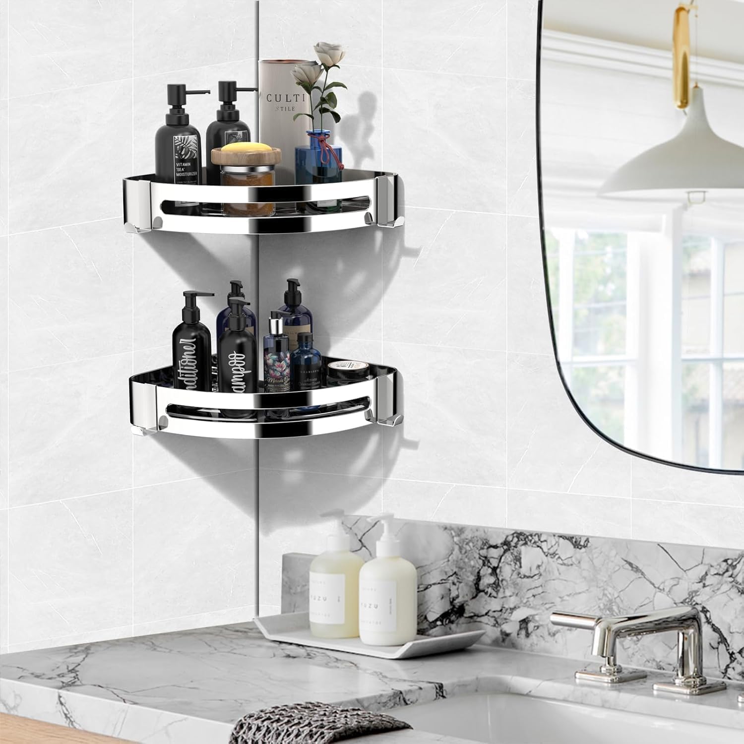 Stainless corner, 1 shelves