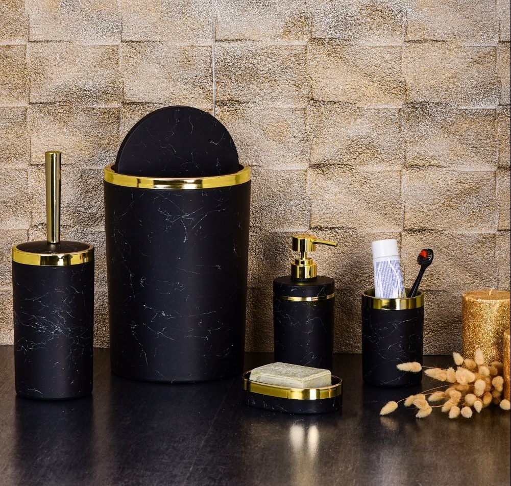 Bathroom set 5 pieces Marble Black