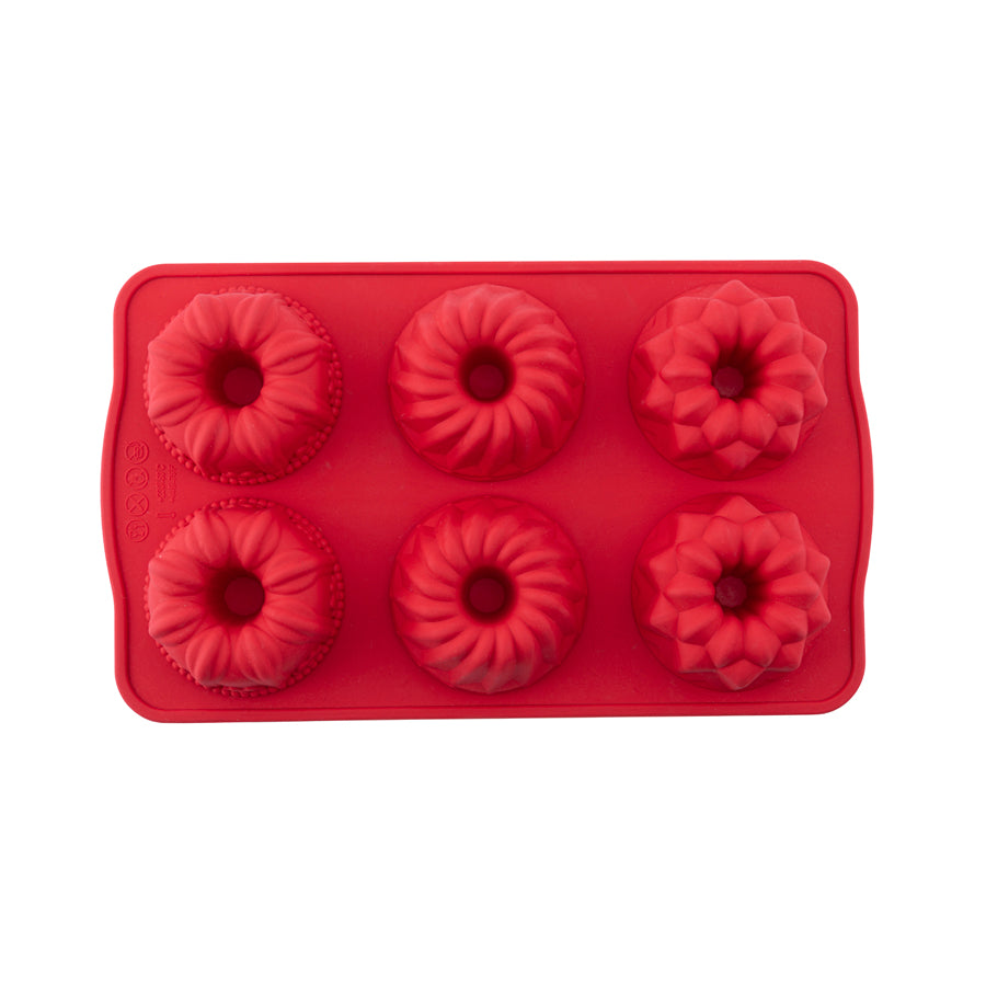 6 Piece Mixed Cake and Cookie Mold Red