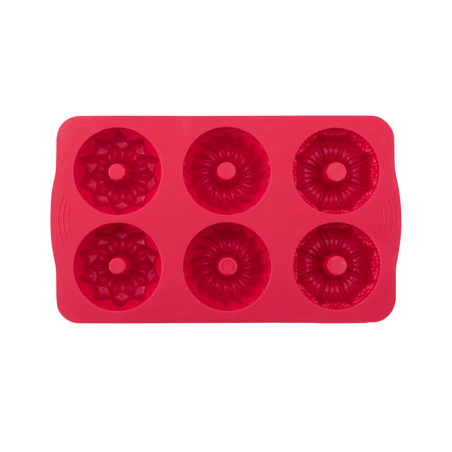 6 Piece Mixed Cake and Cookie Mold Red