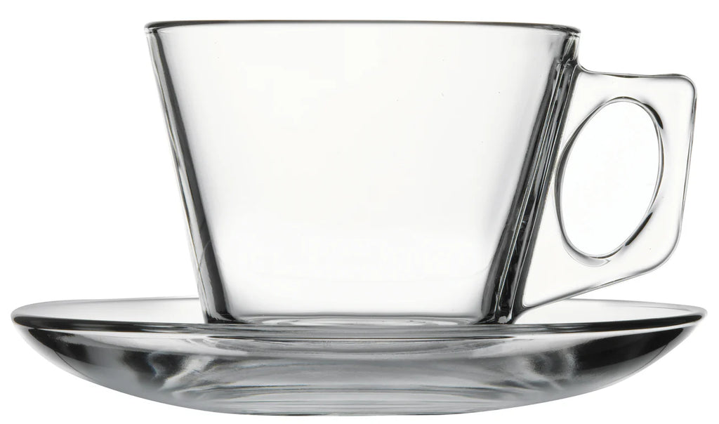 Pasabahce Vela Tea Cup & Saucer Set - 6 pieces, 195ml