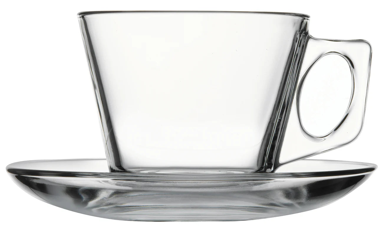 Pasabahce Vela Tea Cup & Saucer Set - 6 pieces, 195ml