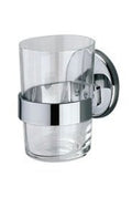 Wall-mounted tumbler holder with extra clear transparent glass tumbler