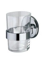 Wall-mounted tumbler holder with extra clear transparent glass tumbler