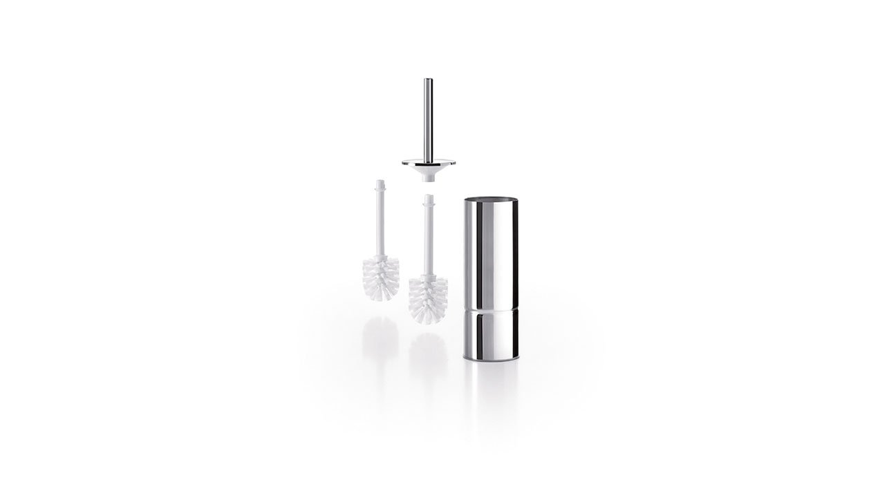 Wall mounted free-standing toilet brush holder.