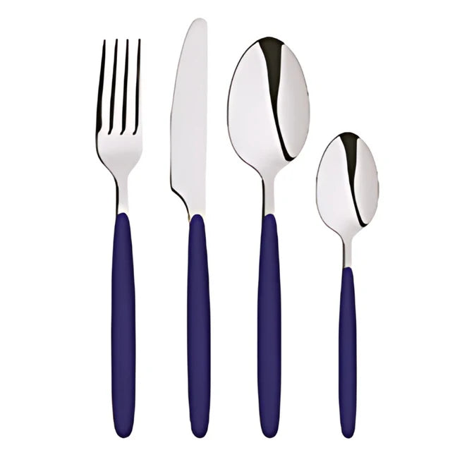 Abert Glass Cutlery Set - Dark Blue, 24 Pieces