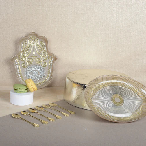ArdaCam Evil Eye Trinket Tray - Blue & Gold, 22*15.5 cm