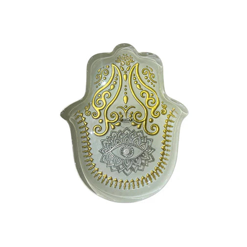 ArdaCam Hamsa Trinket Tray - White & Gold, 21*17 cm