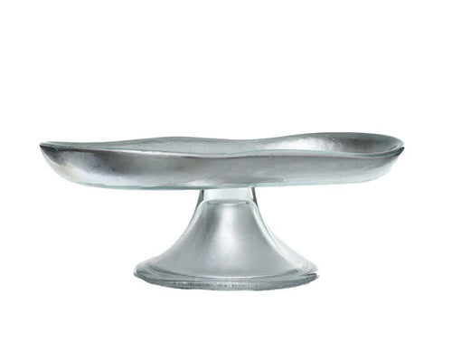 ArdaCam Sade Footed Serving Platter - Silver & Clear, 27.5 cm