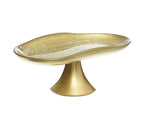 ArdaCam Sade Footed Serving Platter - Gold with White Spots, 27.5 cm