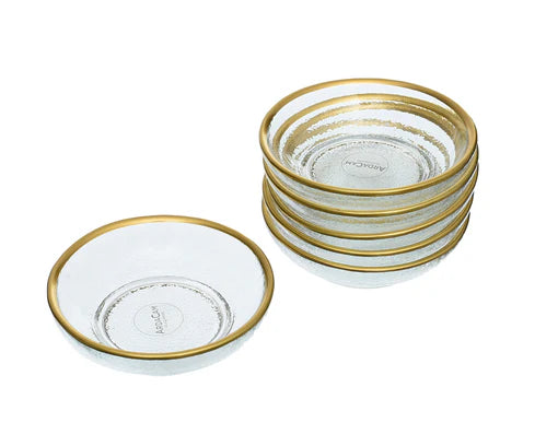 ArdaCam Avanos Serving Plate & Bowls - Gold Rim, 7 Pieces for 6 People