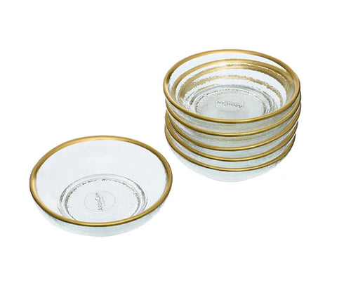 ArdaCam Avanos Serving Plate & Bowls - Gold Rim, 7 Pieces for 6 People