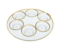 ArdaCam Avanos Serving Plate & Bowls - Gold Rim, 7 Pieces for 6 People