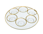 ArdaCam Avanos Serving Plate & Bowls - Gold Rim, 7 Pieces for 6 People