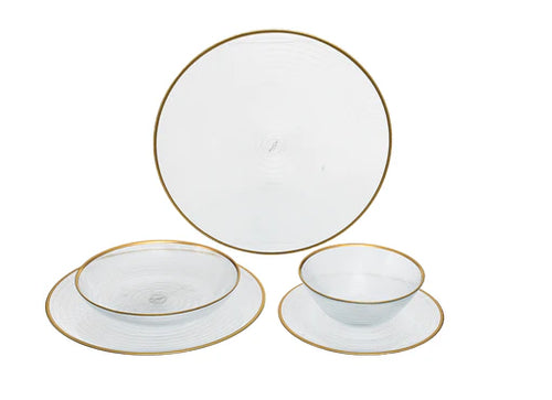 ArdaCam Base Dinner Set - Copper Rim, 25 Pieces for 6 People