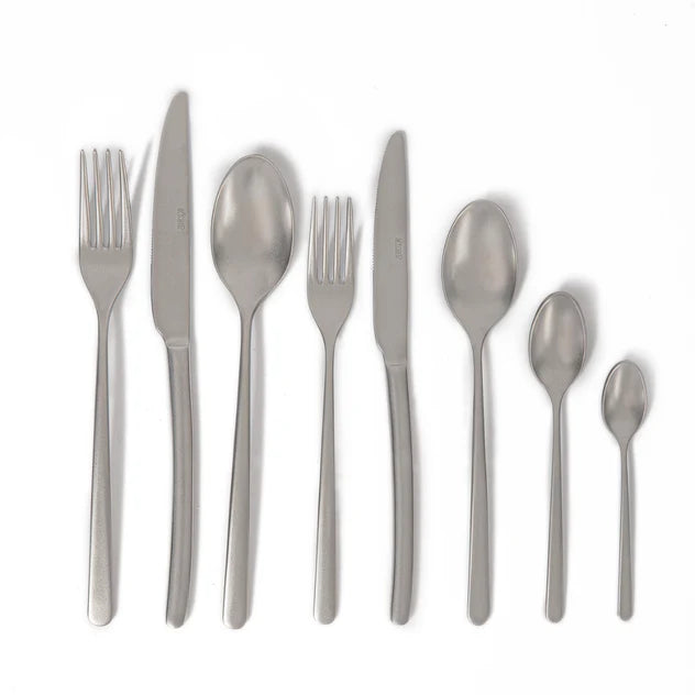 Abert Step Dessert Fork - Matte Silver