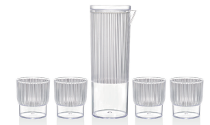 5-piece set (acrylic jug with 4 navy acrylic cups) M174