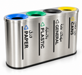 Airport Metal Oval Color Code 4 Compartment Stainless Steel Dustbin Waste Trash Indoor Recycle Bin