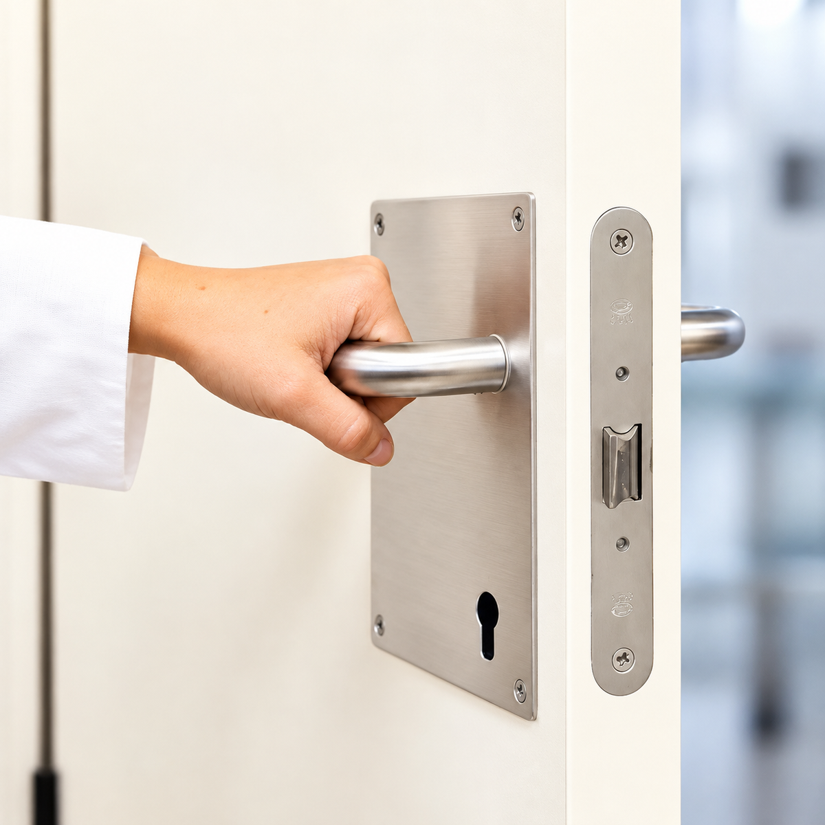 Door handle with plate