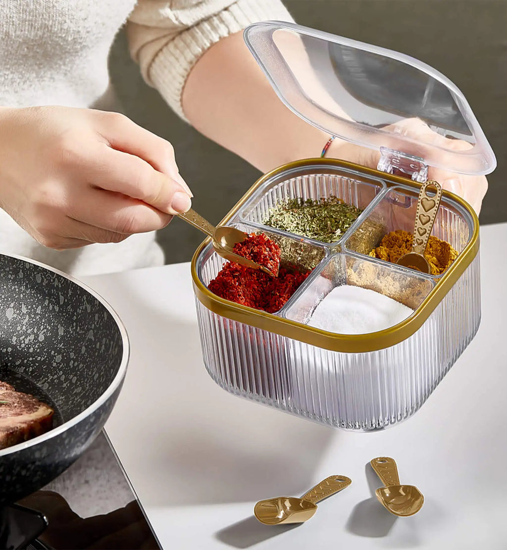 4-compartment acrylic spice organizer