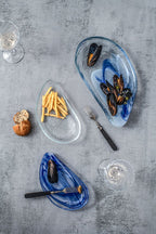 ArdaCam Auster Seaside Plate - Blue & White, 33*18 cm
