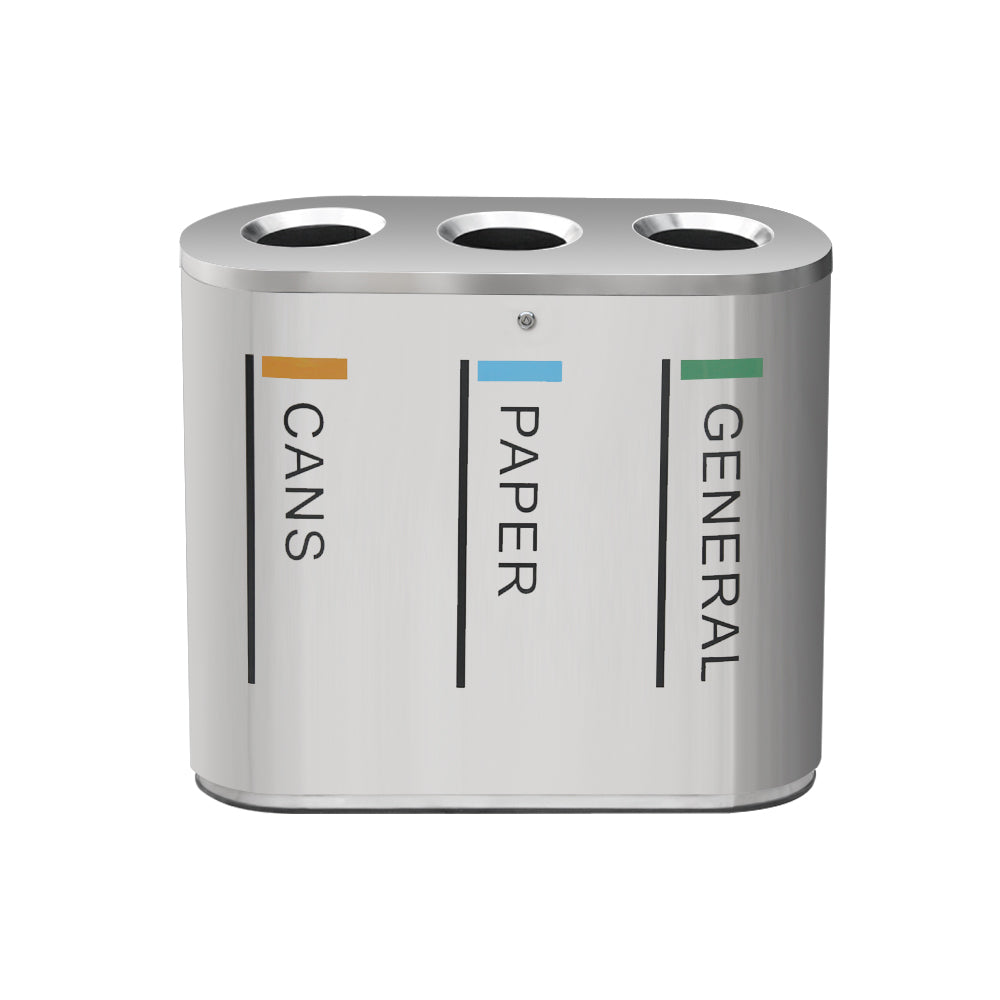 3 Compartment Indoor Color Coded Garbage Dustbin Stand Segregated Recycling Waste Bin