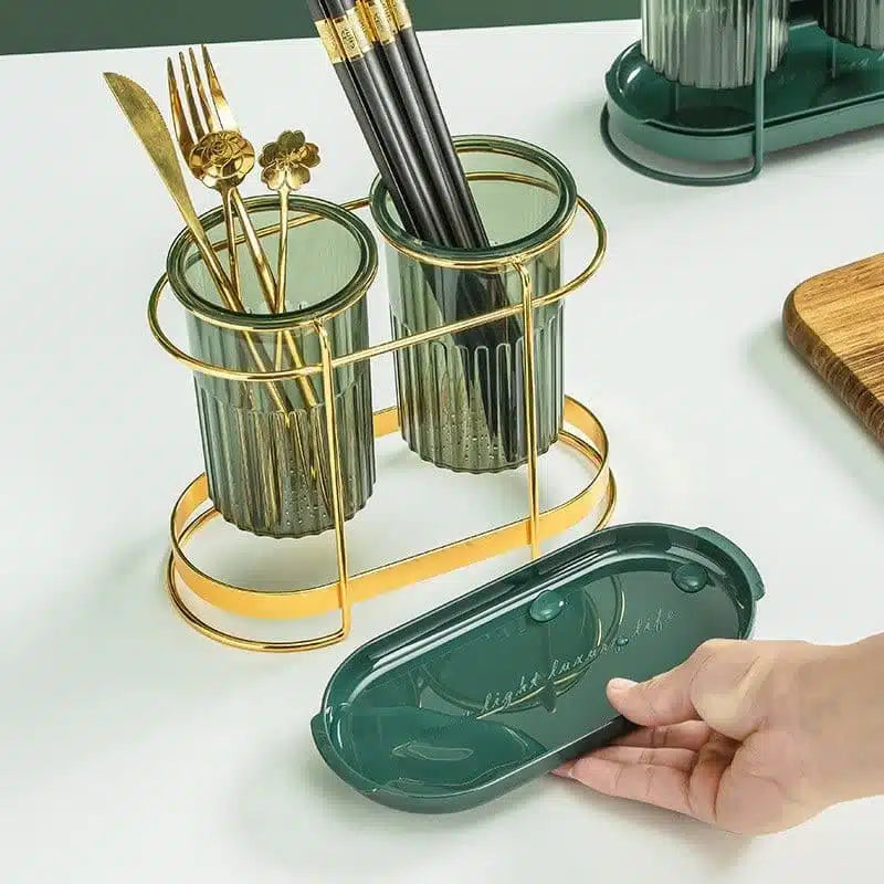 Double spoon strainer, Green Gold