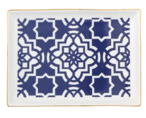 Porland Morocco Rectangular Plate - Blue, 18x13cm
