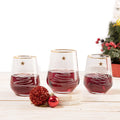 طقم نظارات Pasabahce 6 Allegra Old Fashioned - شجرة عيد الميلاد بلوري وتفاصيل ذهبية، 425 مل