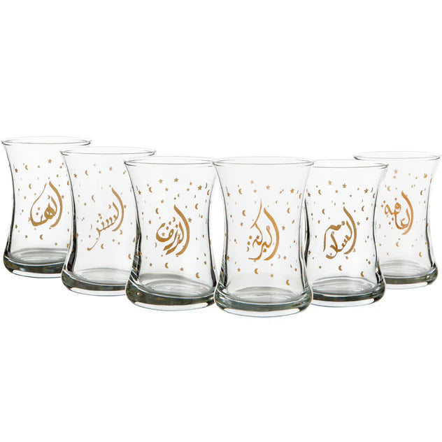 Mindada Abundance Ala Tea Glass - 6 Pieces, 160ml Color:Gold