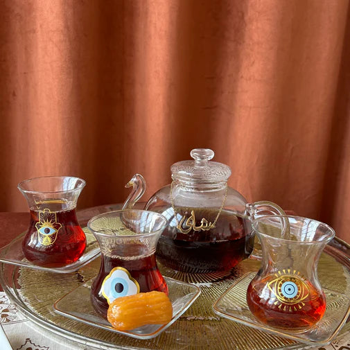 Mindada Layal Aurora Tea Glass & Saucer Set - 6 Pieces, 155ml