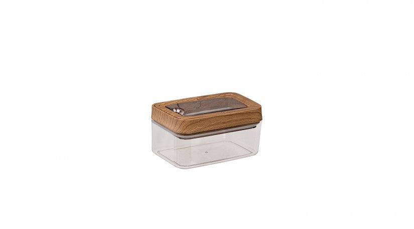 Vacuum Rectangle Storage Jar No:1 Wooden - (700 ML)