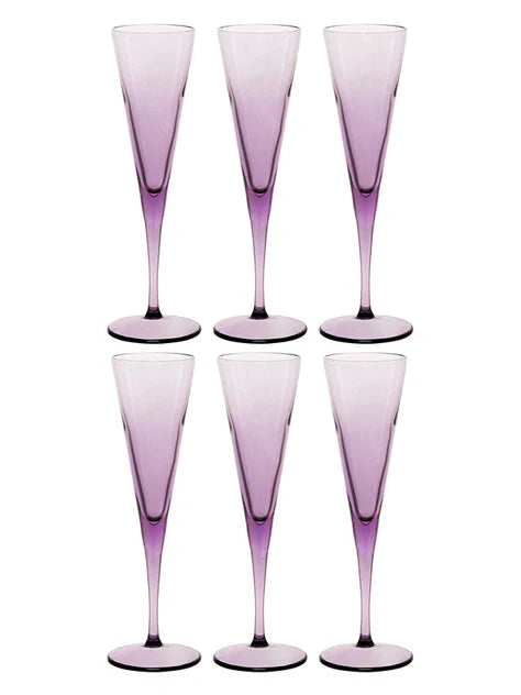 Pasabahce V-Line Champagne Flute Glass - Purple, 150ml
