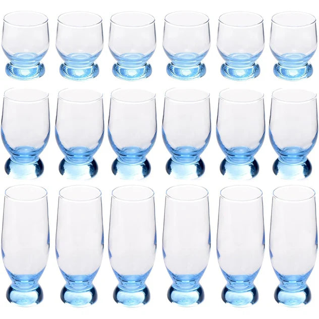 Pasabahce Aquatic Tumblers Set - Turquoise, 18 Pieces