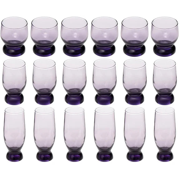 Pasabahce Aquatic Tumblers Set - Purple, 18 Pieces