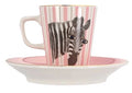Porland Wild Life Zebra Coffee Cup & Saucer Set - 6 Pieces, 75ml
